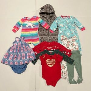 Bundle of 12-pieces Baby Girls Mix Clothing,Size 3-6Months